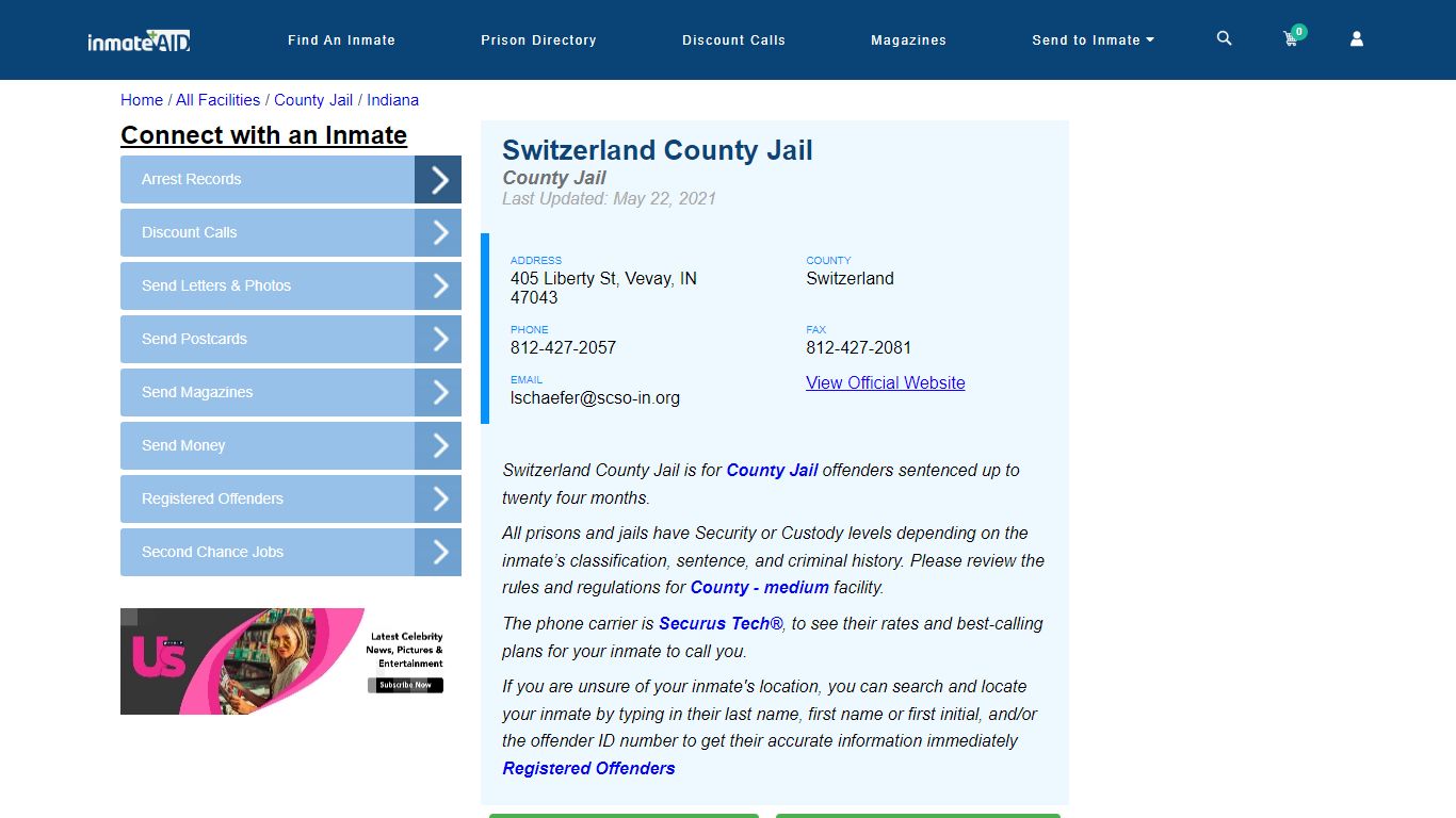 Switzerland County Jail - Inmate Locator